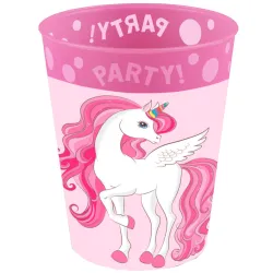 Bicchiere in plastica micro premium Unicorn Rainbow Colors da 250 ml