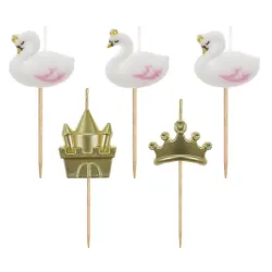Candele per torta Animals Gold Swan, set di candele da 5 pezzi