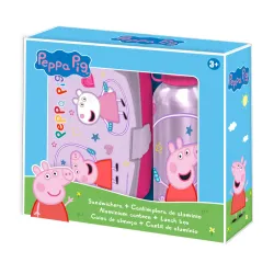 Scatola per panini con corda per saltare Peppa Pig + set di bottiglie in alluminio
