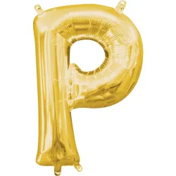 Palloncino Foil Numero Oro, Mini Lettera P 33 cm