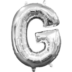 Palloncino Foil Numero Mini Lettera G, Argento 33 cm