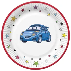 Piatti usa e getta Car Cartoon da 18 cm, confezione da 8