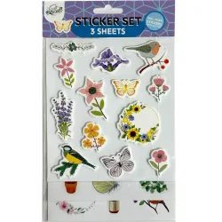 Set di adesivi glitterati Spring Birds da 3 fogli