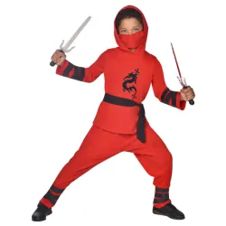 Costume Ninja Guerriero Rosso 10-12 anni