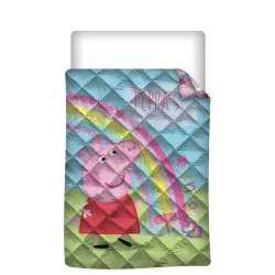 Copriletto trapuntato Peppa Pig Rainbow, piumino 140x200 cm