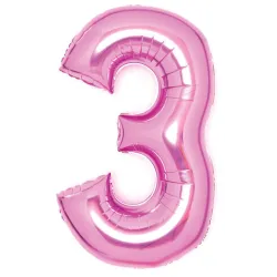 Numero Rosa Numero 3 Palloncino Foil Rosa 66 cm