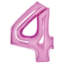 Numero Rosa Numero 4 Palloncino Foil Rosa 66 cm