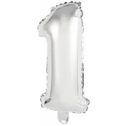 Numero Argento, Palloncino Foil Numero 1 Argento 41 cm