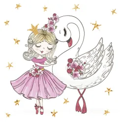 Tovagliolo Ballerina Balletto Con Cigno 20 pezzi 33x33 cm