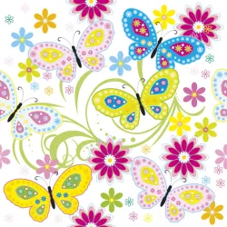 Farfalla Con Fiori Tovagliolo 20 pezzi 33x33 cm