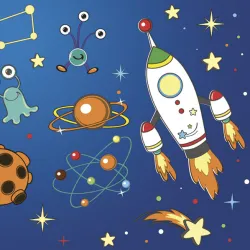 Set di 20 tovaglioli Space Rockets&Aliens 33x33 cm