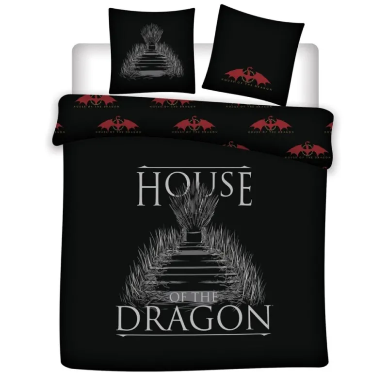 Il Trono di Spade Casa del Drago matrimoniale, copripiumino king size 240x220 cm, 63x63 cm Microfibra