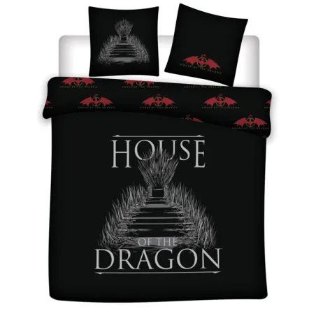 Il Trono di Spade Casa del Drago matrimoniale, copripiumino king size 240x220 cm, 63x63 cm Microfibra