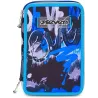 Seven Astuccio Scuola Elementare, 3 scomparti, Medie, con Matite, Pennarelli, Penne, 3 Zip, Hue & Writes, Bambino, Ragazzo, blu
