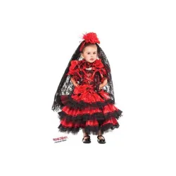 Costume vestito di carnevale Spagnola prestige bambina da 1 a 3 anni