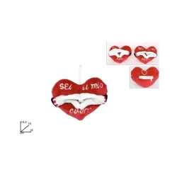 Peluche cuore rosso con mani e scritta Ti Amo per San valentino