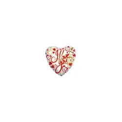 Palloncino mylar I Love You Cuori Oro e Rosso 18"45cm