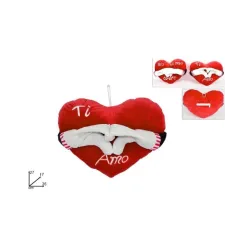 Peluche cuore rosso con mani scritta Sei il mio cuore per San Valentino