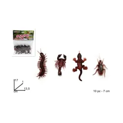 Insetti finti assortiti set 10 pezzi in gomma per scherzi e gag