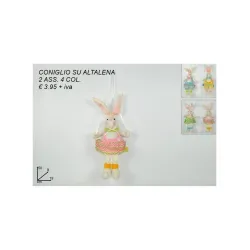 Coniglio su altalena 18 cm 2 modelli assortiti in 4 colori